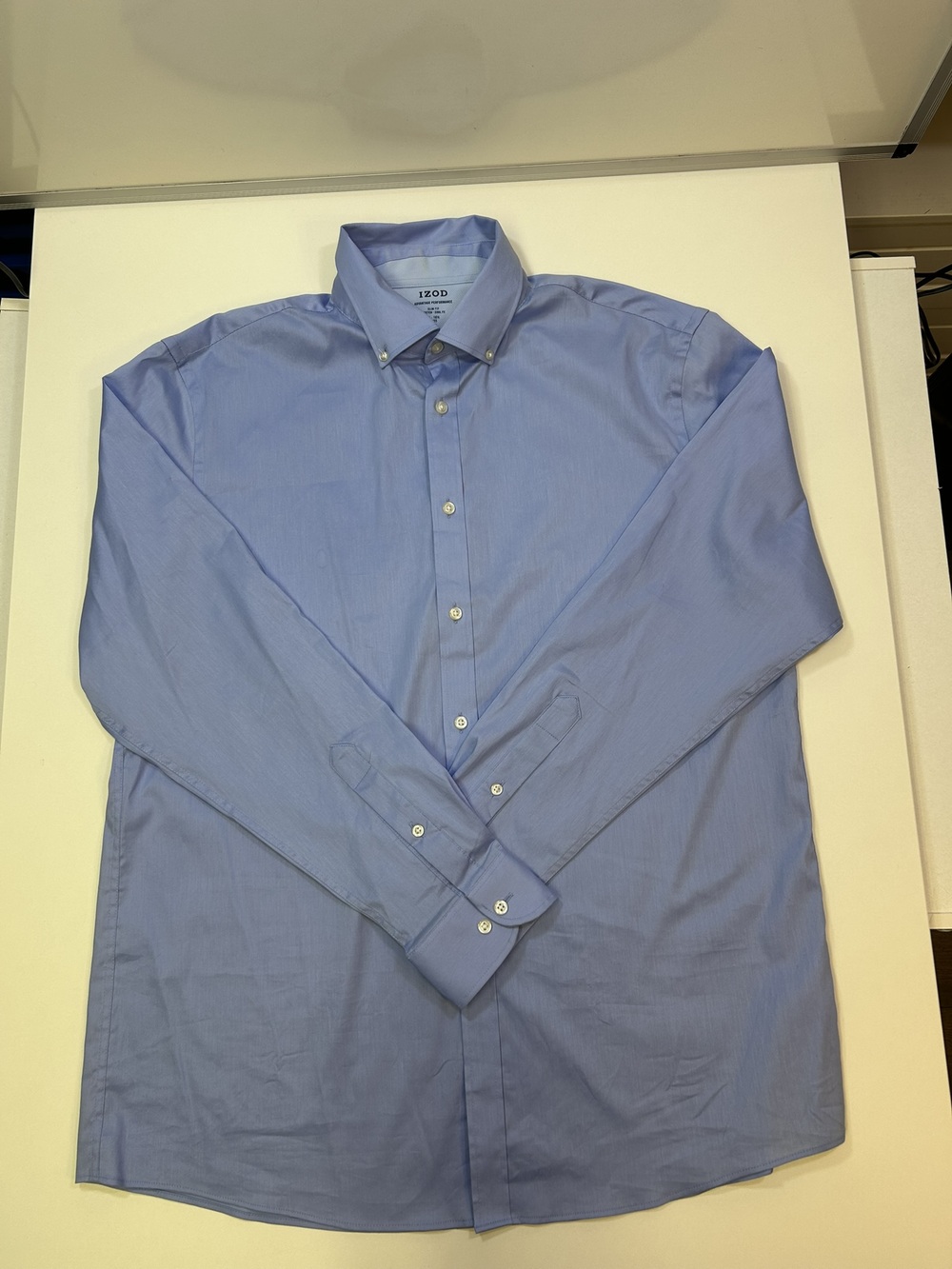 Izod Men’s Blue Long Sleeve Button-Down Shirt, Slim Fit, Size L 16-16.5
